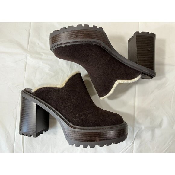 JustFab Alec Block Heeled Mule Slip On Chunky Shoe Brown Size 9 - Picture 7 of 13